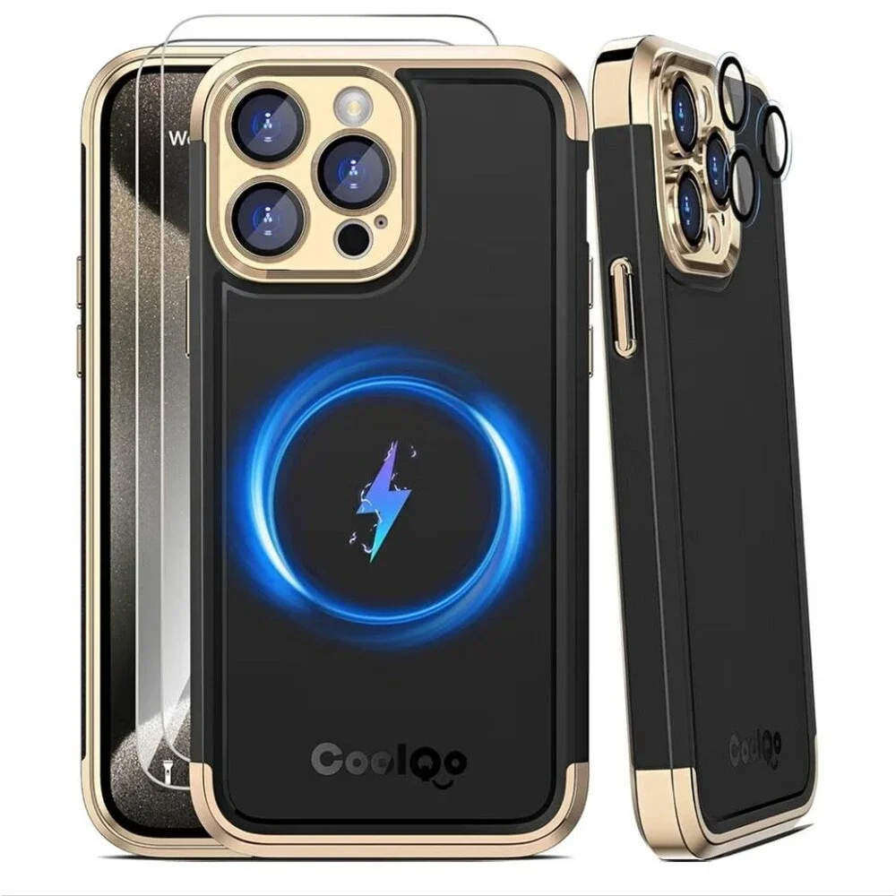 Coolqe iPhone 15 Pro Phone Case Black & Gold